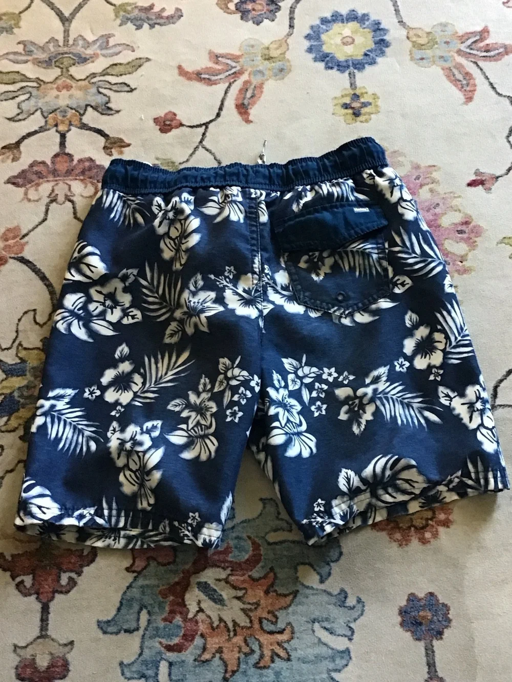 Hurley Navy Blue Floral Print Swim Shorts